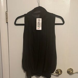 Elegant Black Sleeveless Blouse by Italy